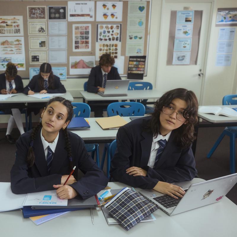 Children sitting at school desk